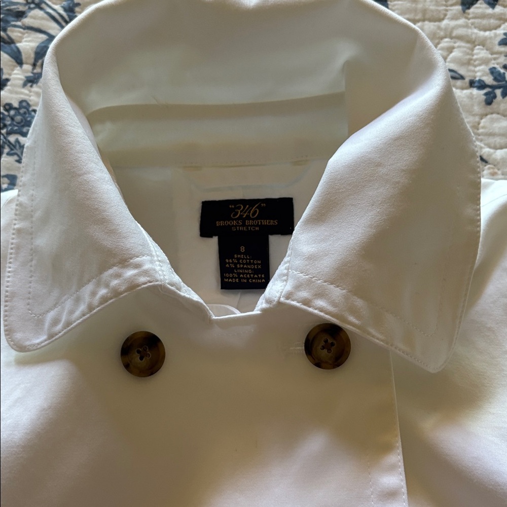 Brooks Brothers Cream Double-Breasted Trench Coat - Picture 5 of 8
